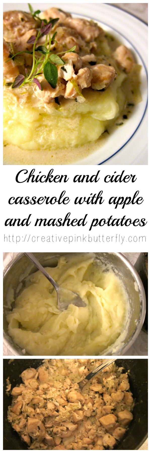 Chicken and cider casserole with apple and mashed potatoes Recipe