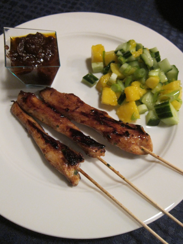 Chicken Satay with Peanut Sauce and Mango Salad