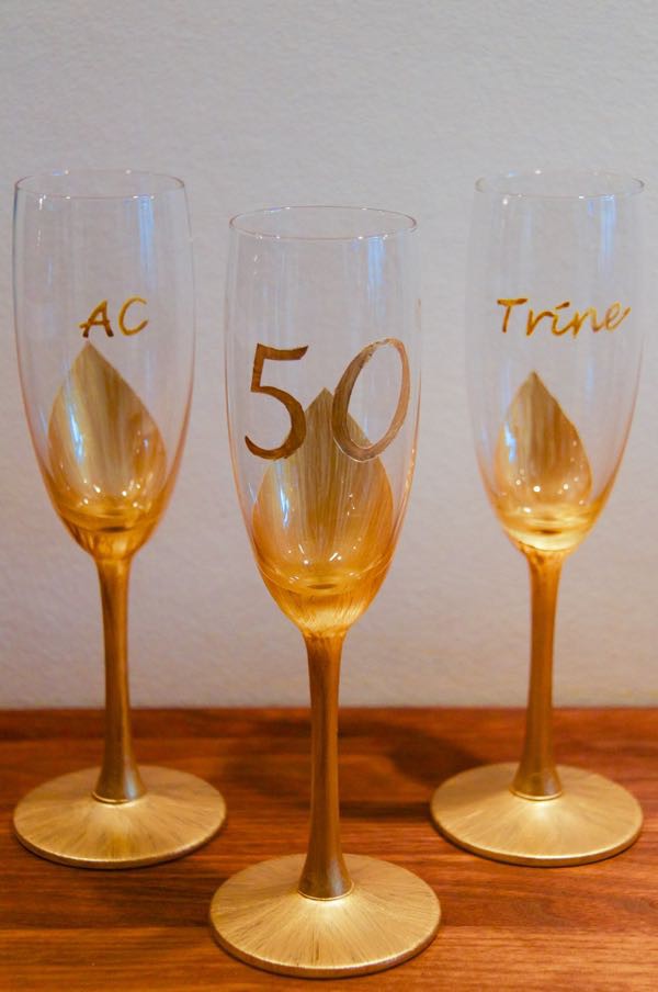 Gold Painted Champagne Flutes