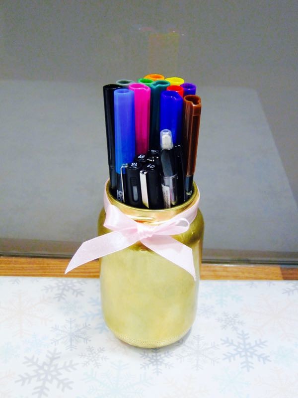 Gold Sprayed Pencil Holder