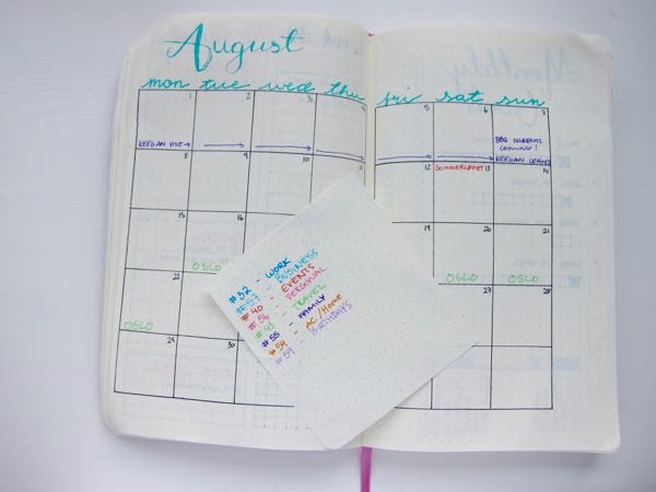 Bullet Journal- August set-up - 1 of 5